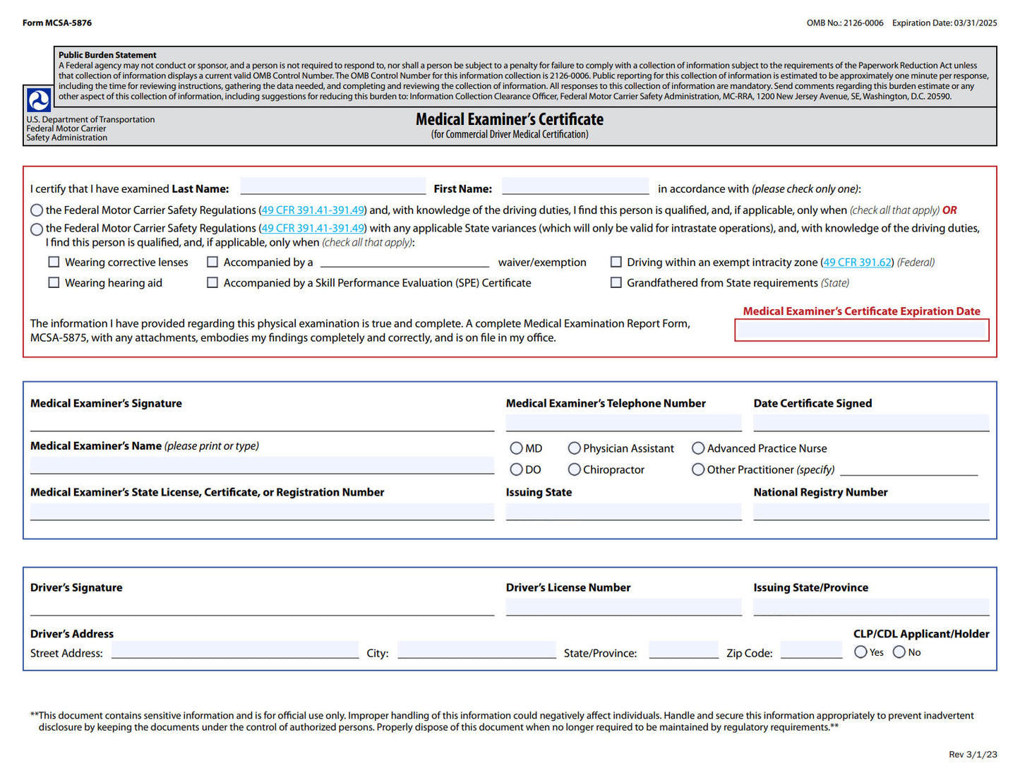 Medical Examiners Self-Laminating Certificate (Pack of 25)