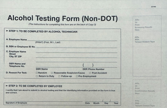 Alcohol Non-DOT Forms (Pack of 25)